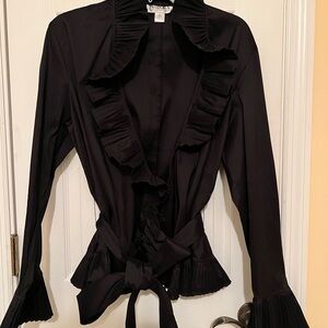 Black Ruffled Women's Blouse
